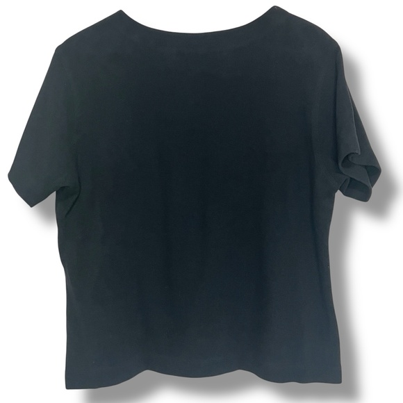 Harley Davidson Women's Waffle Knit V-Neck‎ Boxy Top Sz XXL Black Short Sleeve - Picture 7 of 7